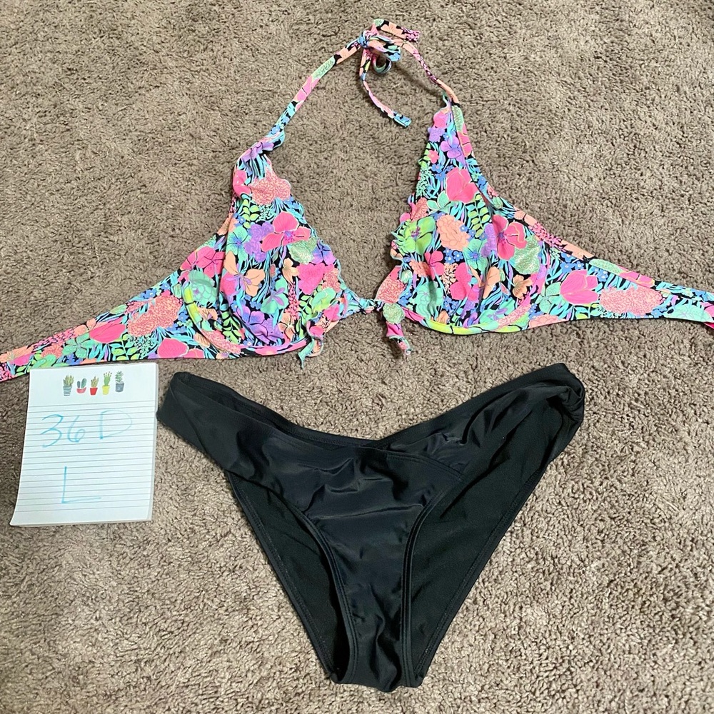 VS Swim - neon bra top and V bikini bottoms